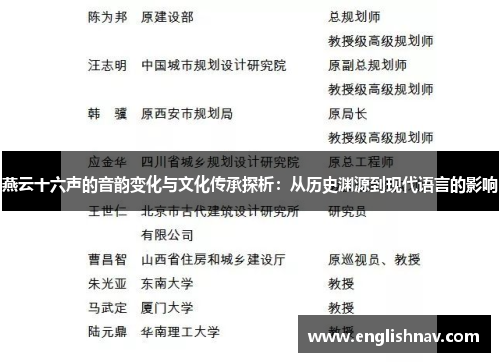燕云十六声的音韵变化与文化传承探析：从历史渊源到现代语言的影响